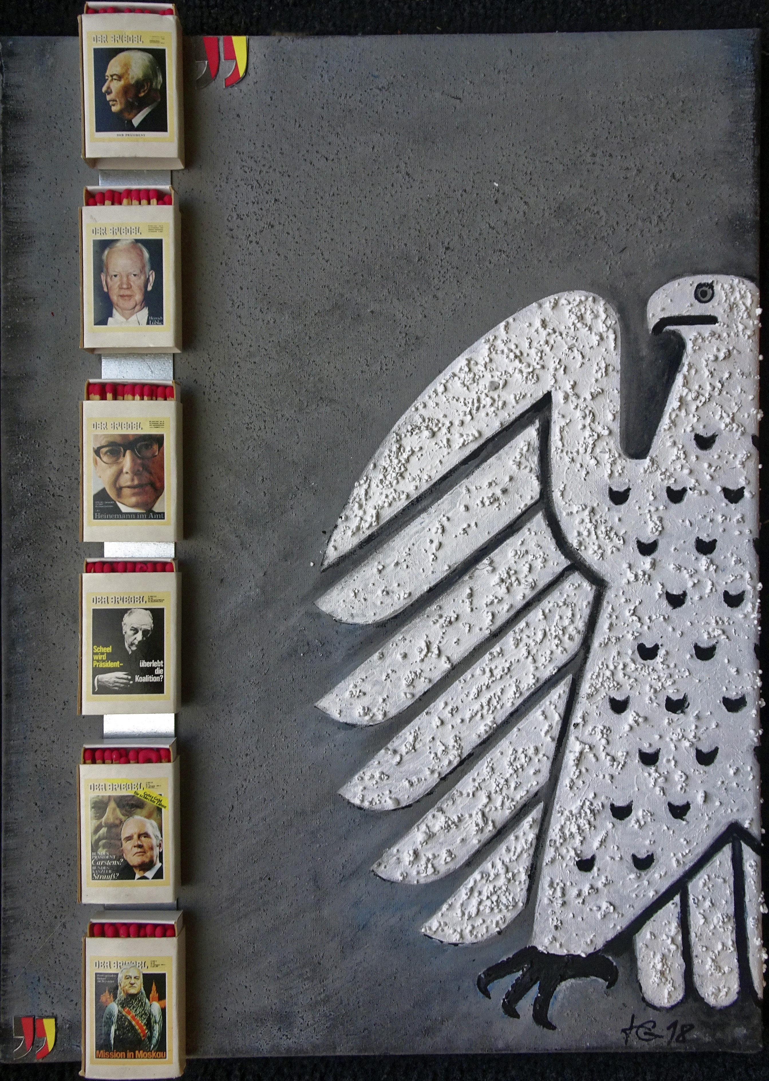 Bundesadler, Collage, 30 x 40 cm.