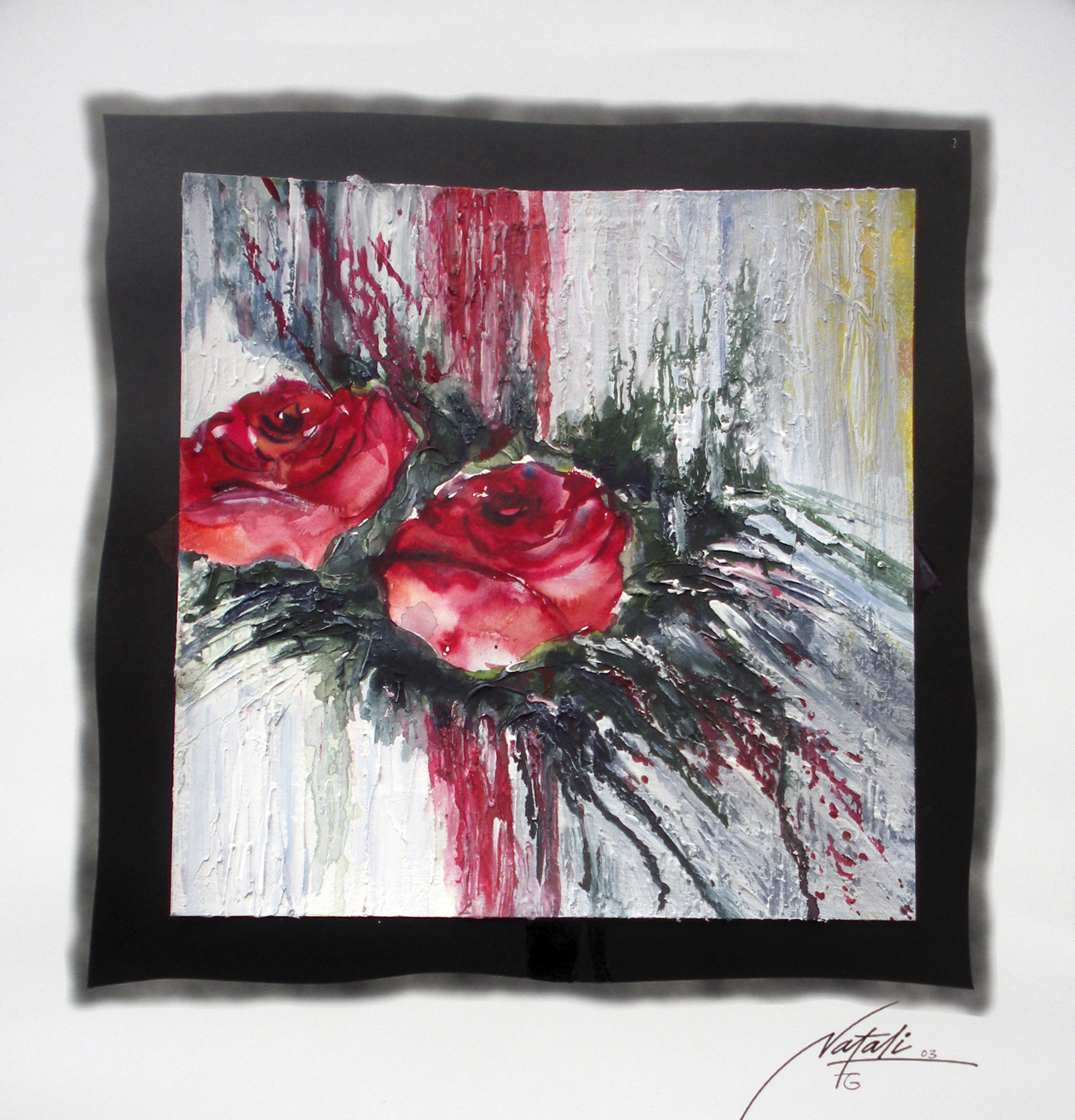 Rote Rosen, Aquarell, 50 x 70 cm. i.R.