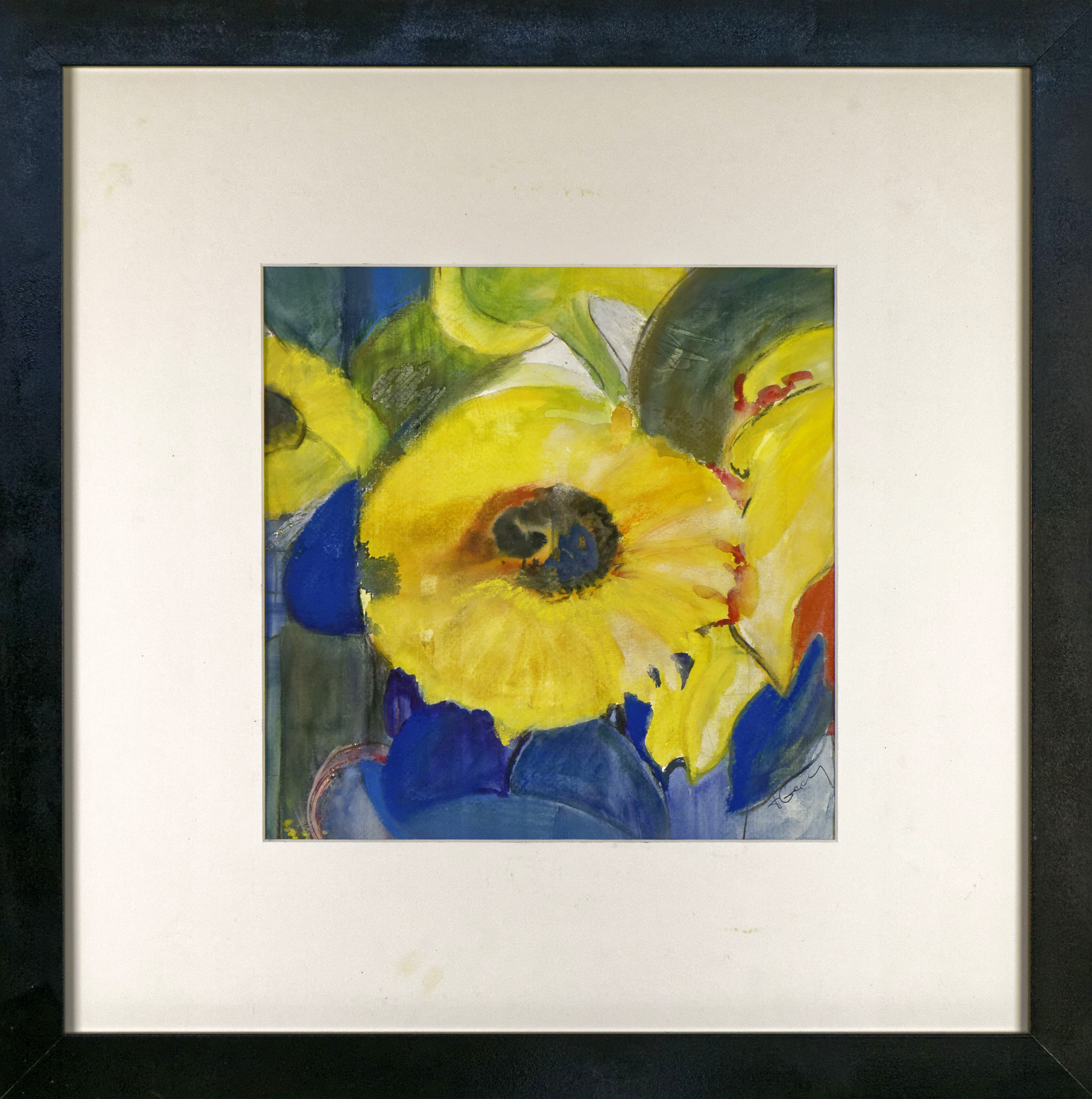 Sonnenblume, Aquarell, 30 x 30 cm.