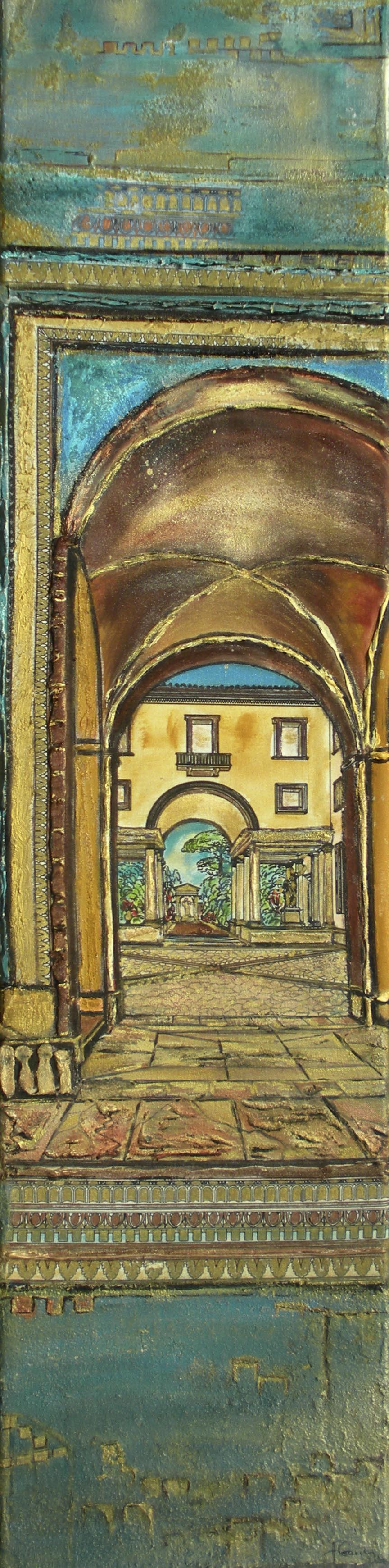 Villa Borghese, MIxed Media 30 x 90 cm