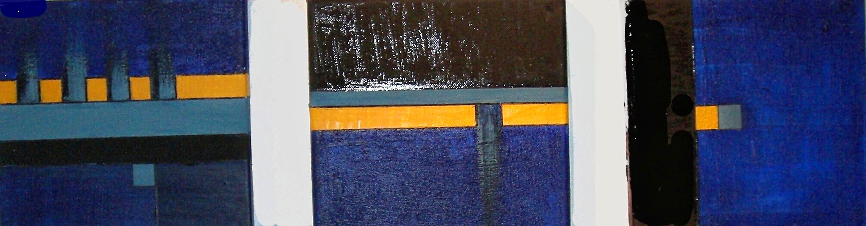 Blaue Trilogie, Acryl, 20 x 60 cm.