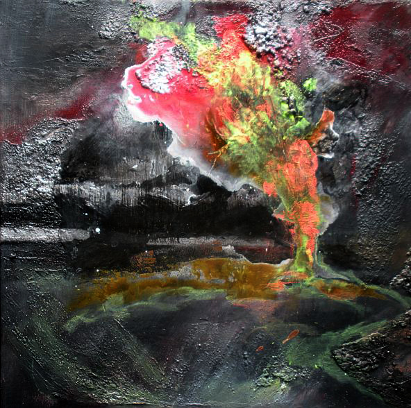 Vulkan, Collage, 50 x 50 cm.
